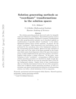 Solution Generating Methods As