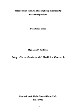 Pobyt Giana Gastona De„ Medici V Čechách