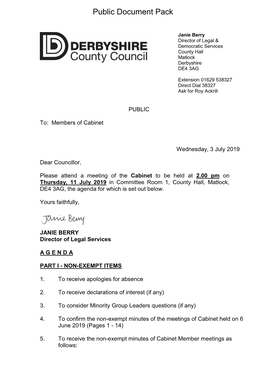 (Public Pack)Agenda Document for Cabinet, 11/07/2019 14:00