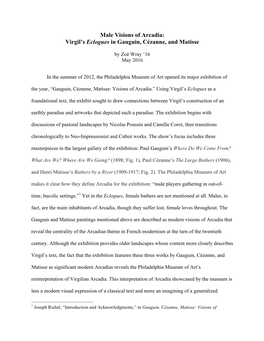 Male Visions of Arcadia: Virgil's Eclogues in Gauguin, Cézanne