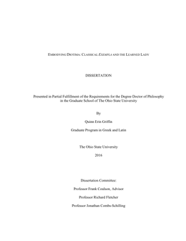 DISSERTATION Presented in Partial Fulfillment of the Requirements For
