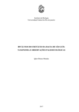 Biválvios Do Cretáceo Da Bacia De São Luís: Taxonomia E Observações Paleoecológicas