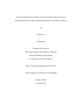 A Historical Organization Case Study of the School Employees Retirement Act Of