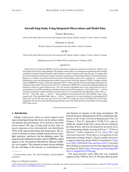 Aircraft Icing Study Using Integrated Observations and Model Data