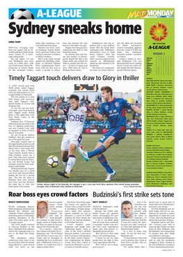 A-LEAGUE Mondayntnews.Com.Au/Sport Sydney Sneaks Home