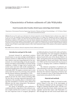 Characteristics of Bottom Sediments of Lake Widryńskie 205