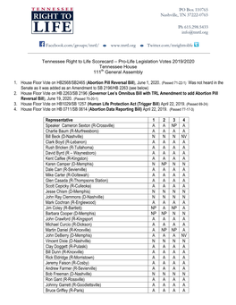 TRL 2012 Senate Legislative Scorecard