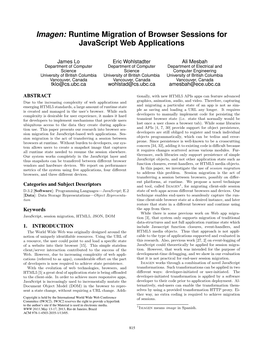 Imagen: Runtime Migration of Browser Sessions for Javascript Web Applications