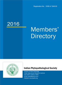 Members Directory 2016 1 Indian Phytopathological Society, New Delhi