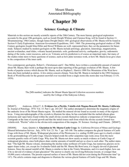 Chapter 30: Science: Geology & Climate
