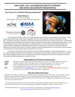 AIAA/ASME/STLE/Vibration Institute Event 2013