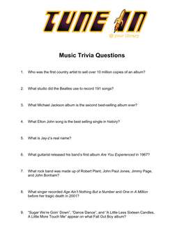 Music Trivia Questions