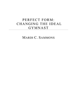 Perfect Form: the Changes in Shaping of the Ideal Gymnast