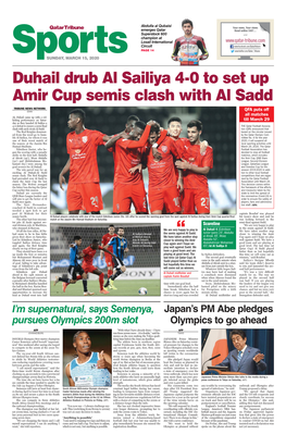Duhail Drub Al Sailiya 4-0 to Set up Amir Cup Semis Clash with Al Sadd