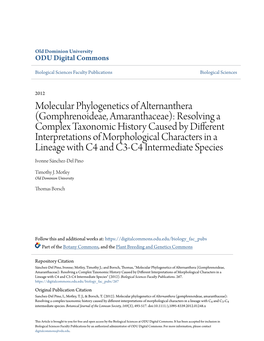 Molecular Phylogenetics of Alternanthera (Gomphrenoideae, Amaranthaceae)