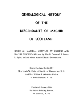 Genealogical History of the Descendants of Machir Of