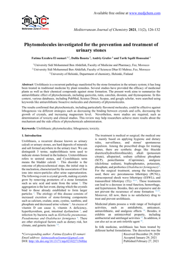 Phytomolecules Investigated for the Prevention and Treatment of Urinary Stones