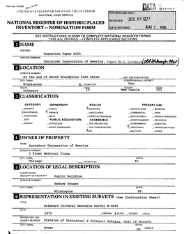 National Register of Historic Places Inventory - Nomination Form