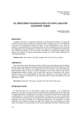 El Discurso Nacionalista En Don Carlo De Giuseppe Verdi