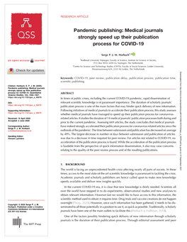 Medical Journals Strongly Speed up Their Publication Process for COVID-19