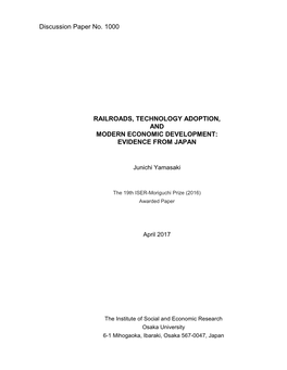 Railroads, Technology Adoption, and Modern Economic Development: Evidence from Japan