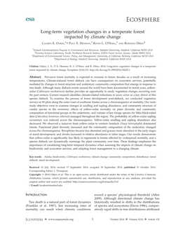 Long-Term Vegetation Changes in a Temperate Forest Impacted by Climate Change 1, 2 3 4 LAUREN E