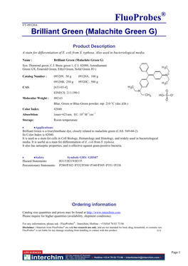 Fluoprobes® FT-09320A Brilliant Green (Malachite Green G)