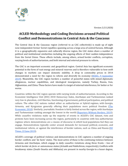 ACLED Methodology and Coding Decisions Around Political Conflict and Demonstrations in Central Asia & the Caucasus