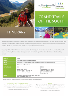 Grand Trails of the South Itinerary