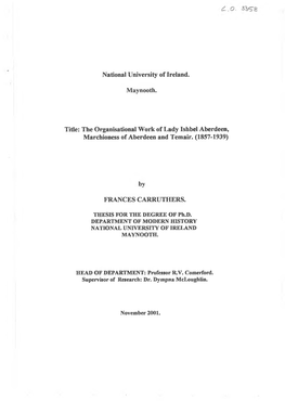 National University of Ireland. Maynooth. Title: the Organisational