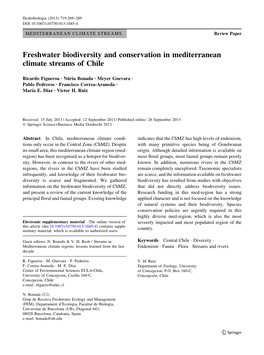 Freshwater Biodiversity and Conservation in Mediterranean Climate Streams of Chile