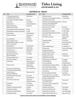 Titles Listing EFFECTIVE JANUARY 10, 2014