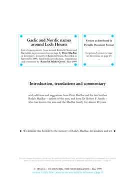 Gaelic and Nordic Names Around Loch Hourn — May 1999 
