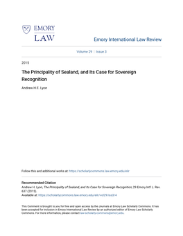 The Principality of Sealand, and Its Case for Sovereign Recognition