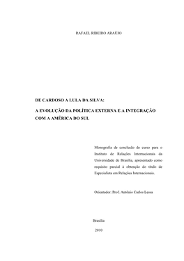 De Cardoso a Lula Da Silva