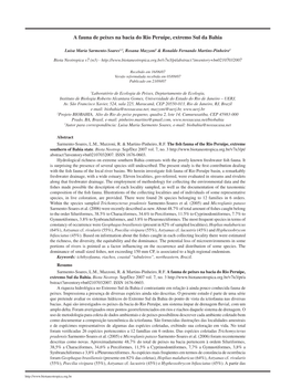 A Fauna De Peixes Na Bacia Do Rio Peruípe, Extremo Sul Da Bahia