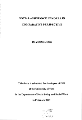 Social Assistance in Korea in Comparative Perspective