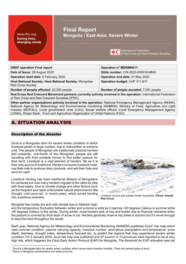 Final Report Mongolia / East-Asia: Severe Winter