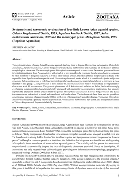 Zootaxa 2514: 1–23 (2010) ISSN 1175-5326 (Print Edition) Article ZOOTAXA Copyright © 2010 · Magnolia Press ISSN 1175-5334 (Online Edition)