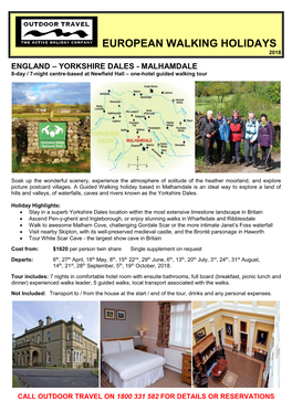 European Walking Holidays 2018