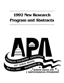 Program and Papers on New Research