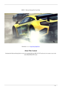 GRID 2 Mclaren Racing Pack Crack Only