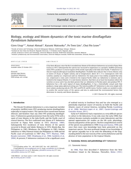 Biology, Ecology and Bloom Dynamics of the Toxic Marine Dinoflagellate