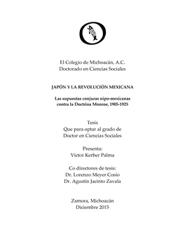 El Colegio De Michoacán, AC Doctorado En Ciencias Sociales