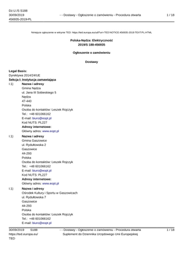 Ogłoszenie O Zamówieniu - Procedura Otwarta 1 / 18 456935-2019-PL