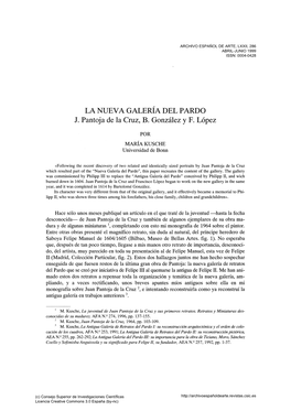 La Nueva Galería Del Pardo. J. Pantoja De La Cruz, B. González Y F. López