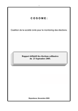 Rapport Définitif Des Élections Collinaires Du 23 Septembre 20055