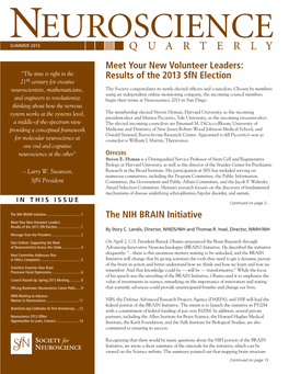 Results of the 2013 Sfn Election the NIH BRAIN Initiative