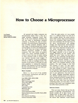 How to Choose a Microprocessor, July 1978, BYTE Magazine