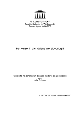 Het Verzet in Lier Tijdens Wereldoorlog II